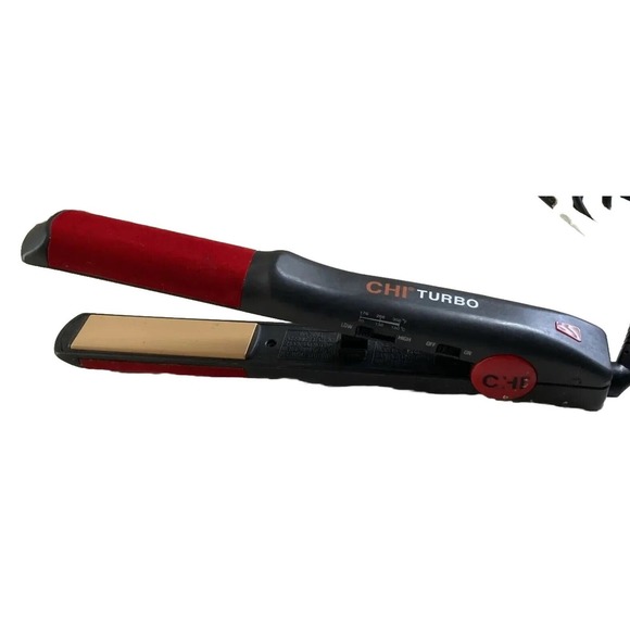 Chi Turbo GF1538 Black/Red Wired 35W Flat Iron Professional Hair Straightener - Picture 1 of 13